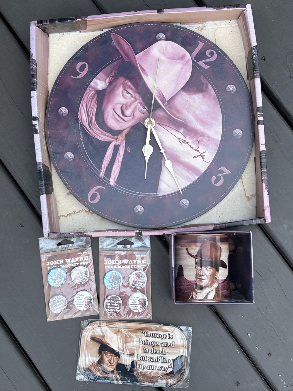Pink Western Wall Clock and Accent Set